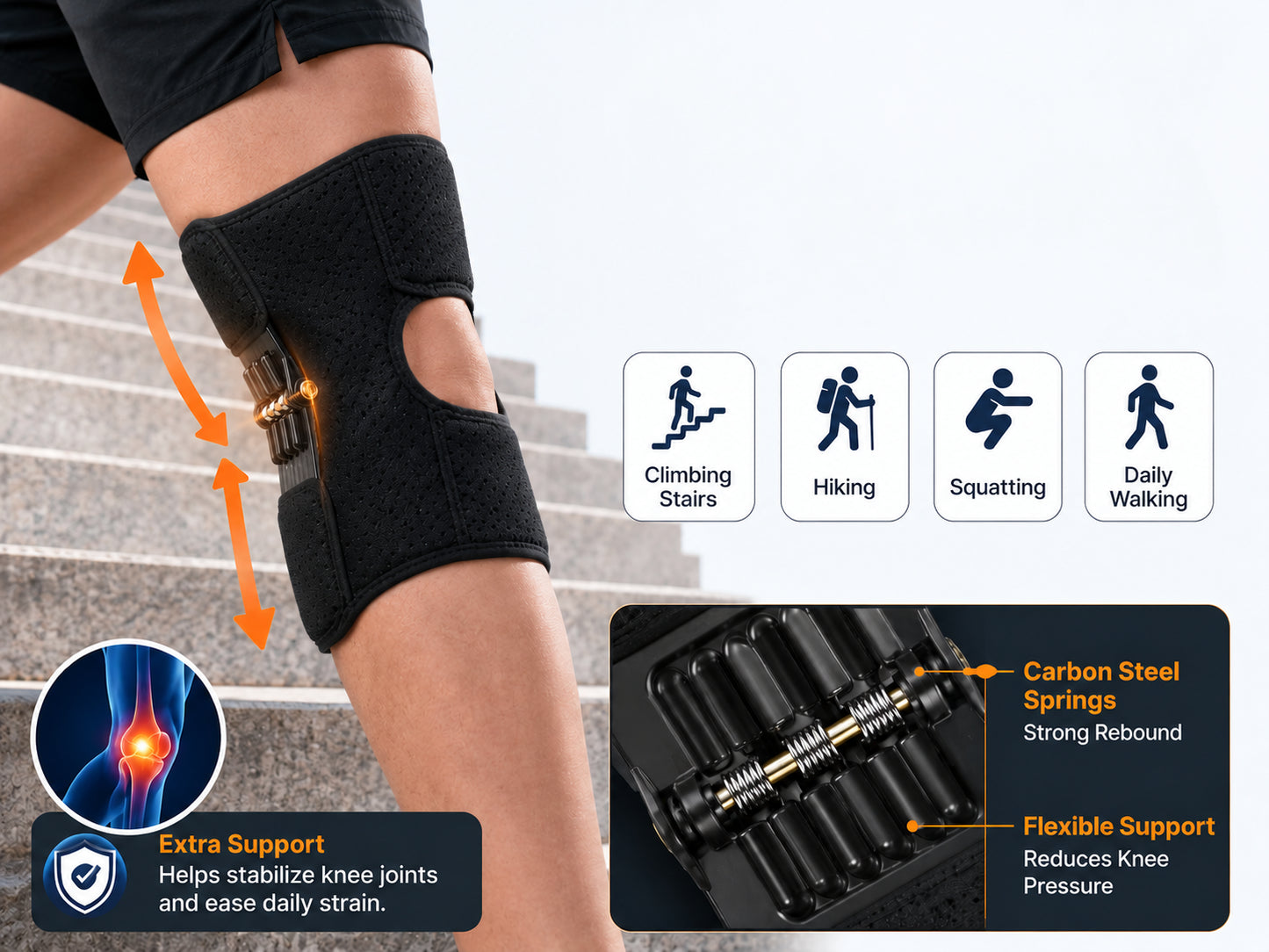 Spring-Assisted Knee Support Braces