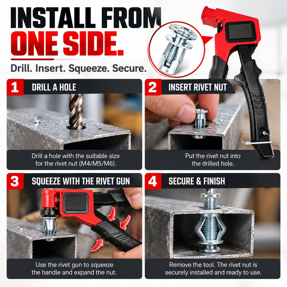 Jack Nut Rivet Gun Kit – Heavy-Duty Hollow Wall Fasteners
