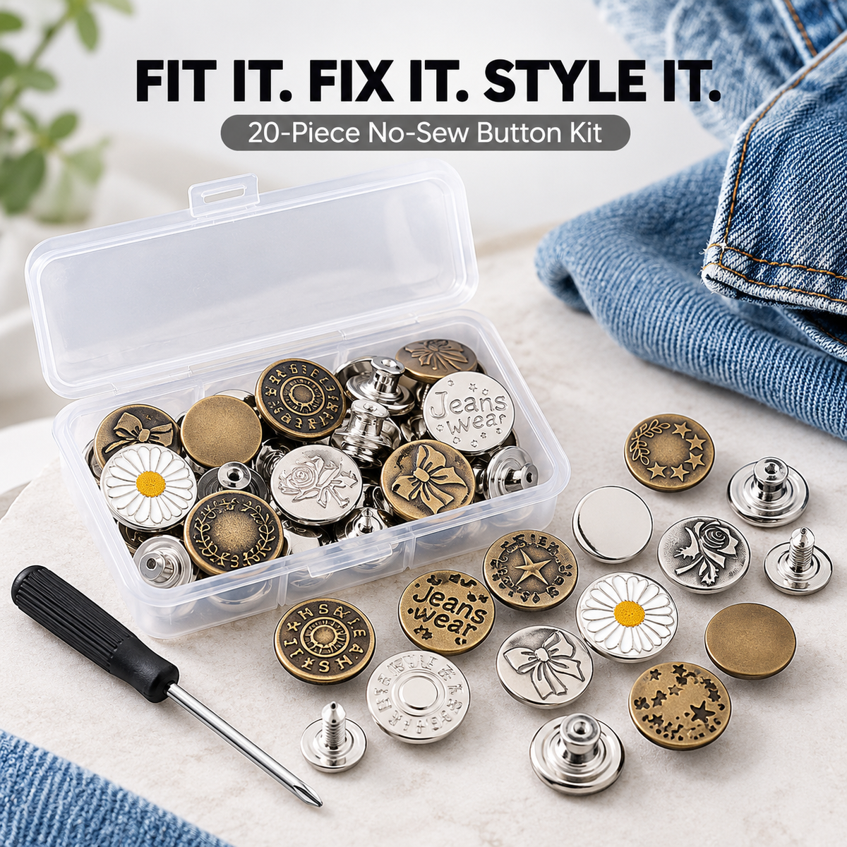 No-Sew Jeans Button Kit