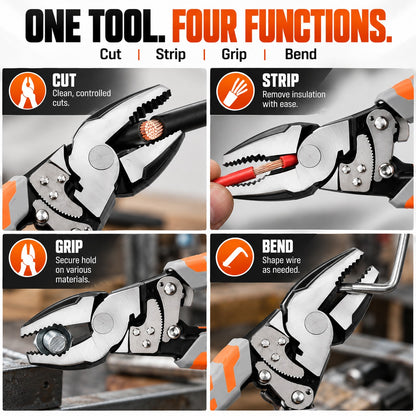 9" Ratcheting Self-Locking Wire Cutter Pliers