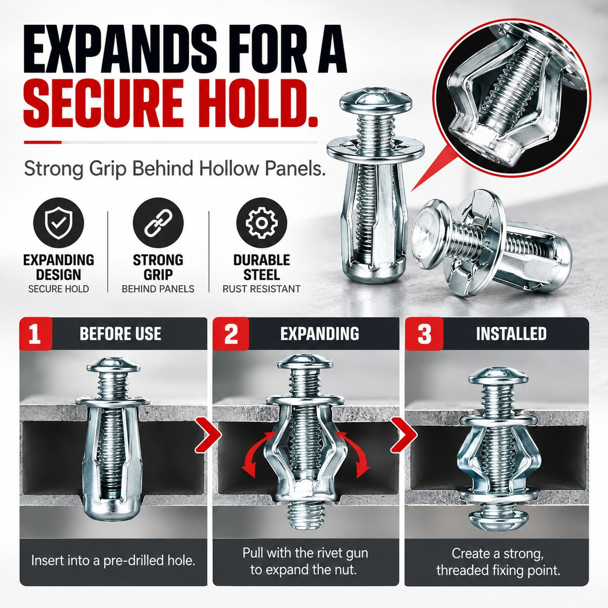 Jack Nut Rivet Gun Kit – Heavy-Duty Hollow Wall Fasteners