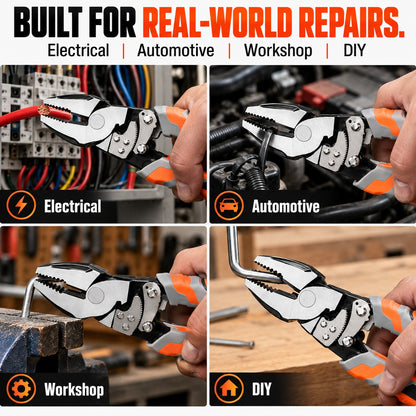 9" Ratcheting Self-Locking Wire Cutter Pliers