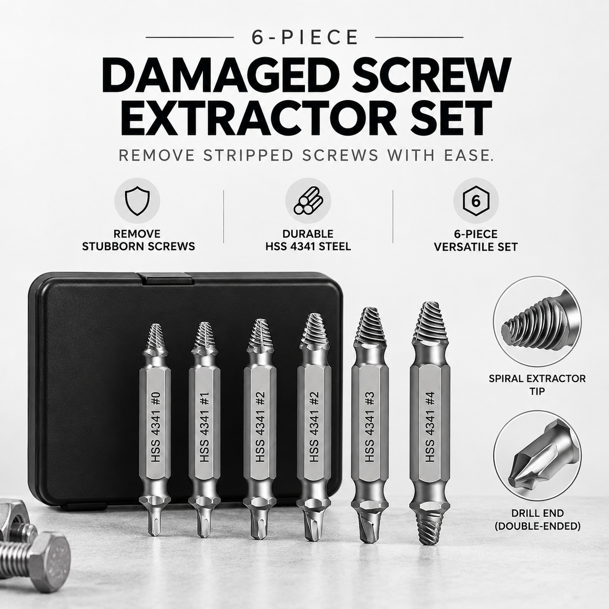 Damaged Screw Extractor Set