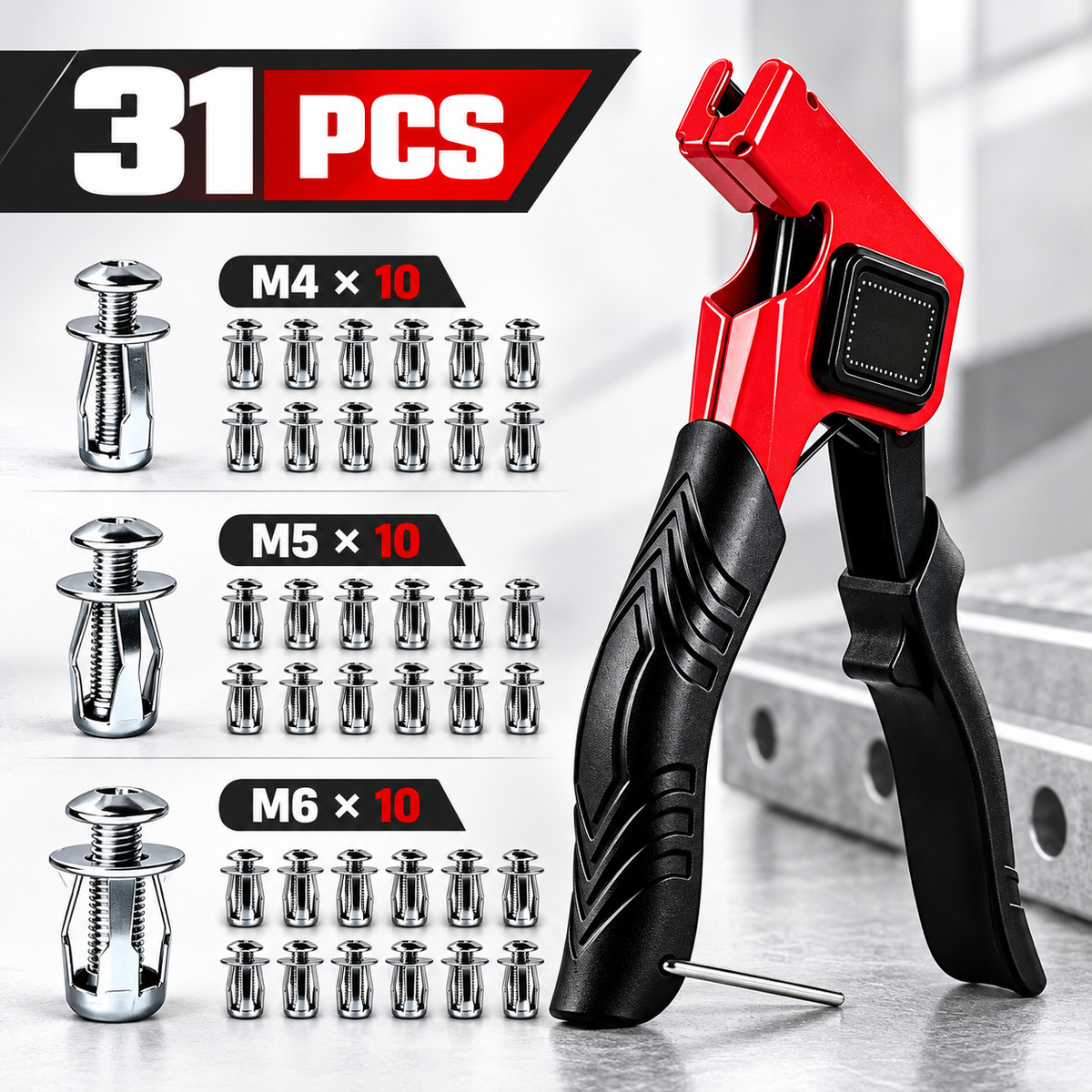 Jack Nut Rivet Gun Kit – Heavy-Duty Hollow Wall Fasteners