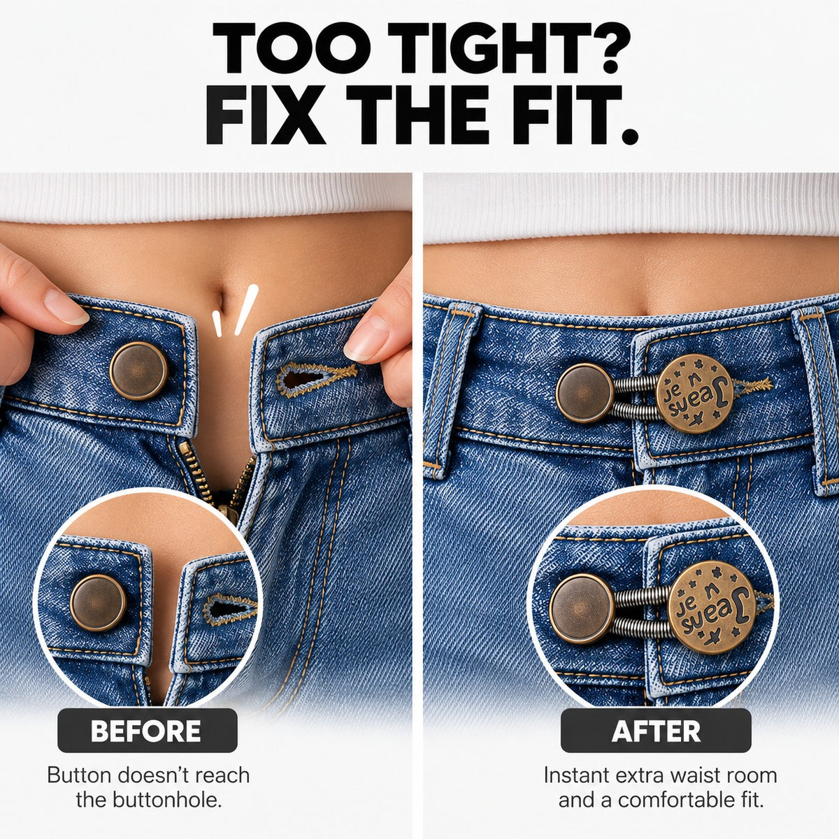 Adjustable Spring Waist Extender Buttons