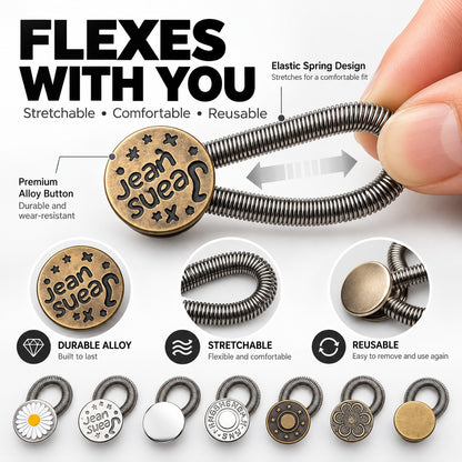 Adjustable Spring Waist Extender Buttons