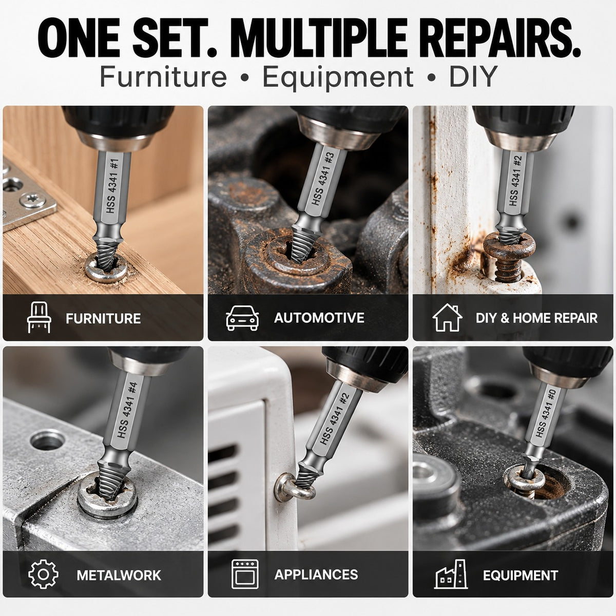 Damaged Screw Extractor Set