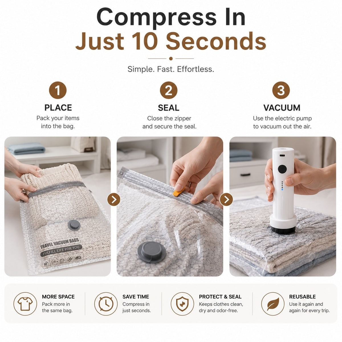 Travel Vacuum Compression Bag For Luggage
