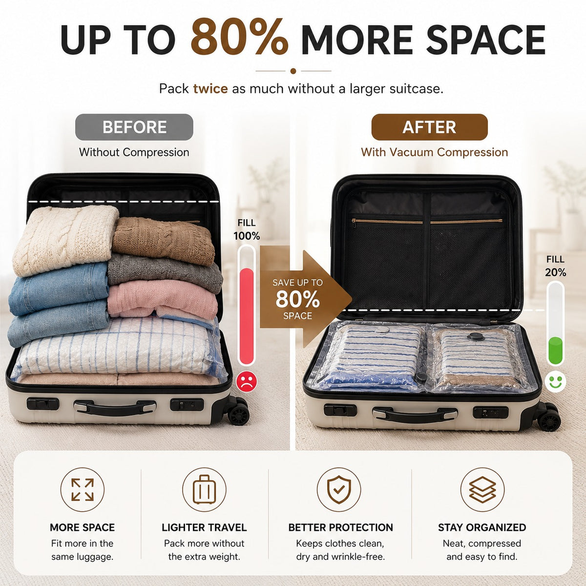 Travel Vacuum Compression Bag For Luggage