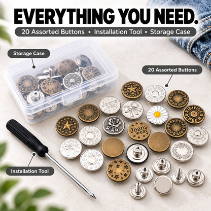 No-Sew Jeans Button Kit