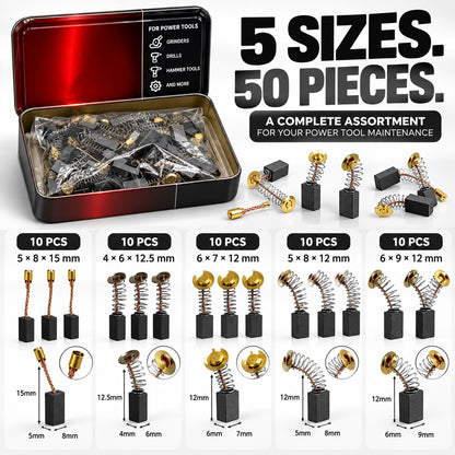 50-Piece Carbon Brush Assortment Kit